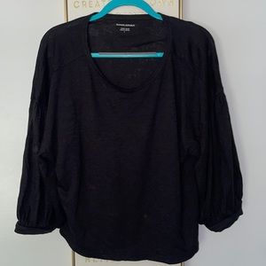 Banana Republic Black Ballon Sleeve Crop T Large